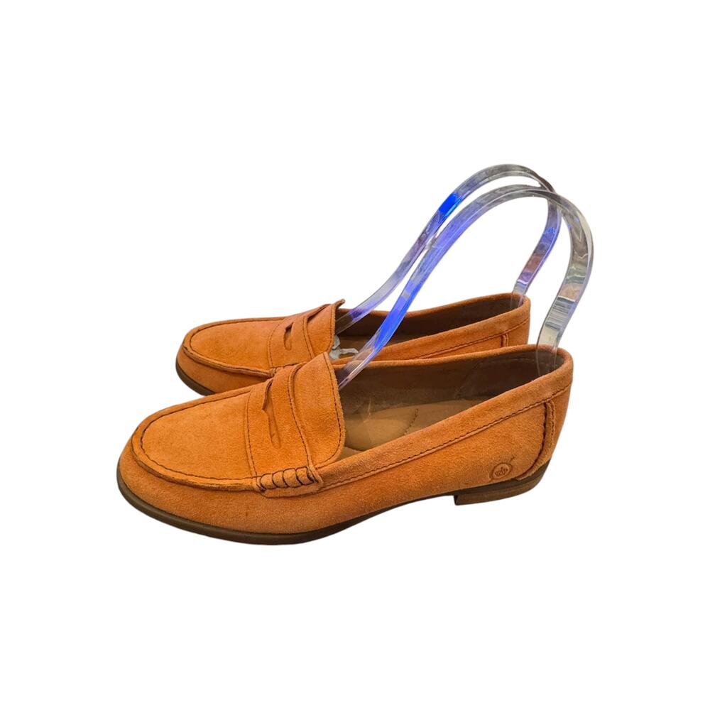 Born Orange Suede Penny Loafers Moc Toe Flats Women’s Size 7M - Picture 3 of 7